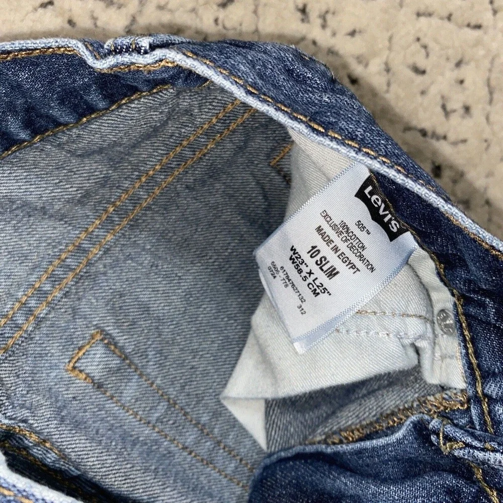 Levis 505 Denim Jeans Boys 10 Slim 23x25 Straight Regular Blue Med Wash Youth